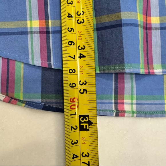 Ralph Lauren Plaid Button Down Shirt Mens XLT Blue Classic-Fit Short Sleeve - Picture 6 of 11